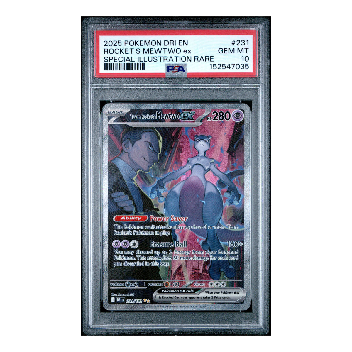 Zerek Collects - Rocket's Mewtwo – Destined Rivals #231 – PSA 10