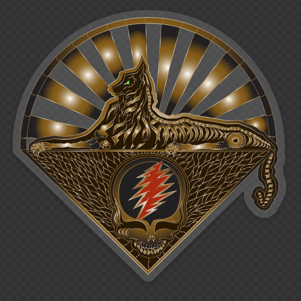 Clear Sticker Skeleton (Cats) Under the Stars (Grateful Dead Jerry Garcia Band Inspired Artwork)