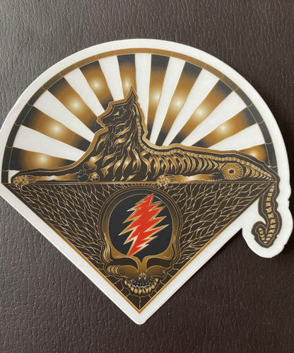 Clear Sticker Skeleton (Cats) Under the Stars (Grateful Dead Jerry Garcia Band Inspired Artwork)