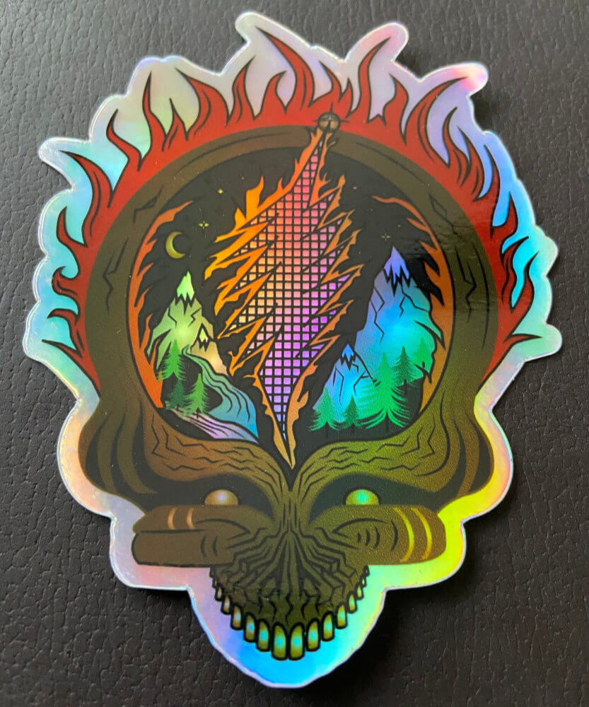 Holographic Fire On the Mountain Sticker (Grateful Dead Inspired Design)