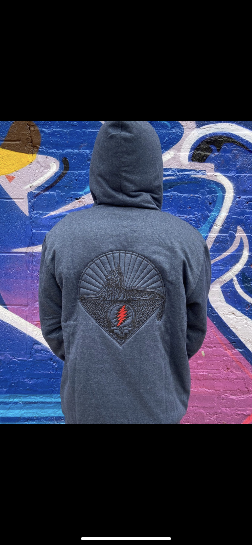 Embroidery Skeleton (Cats) Under the Stars Sherpa Lined Zip-Up Hoodie