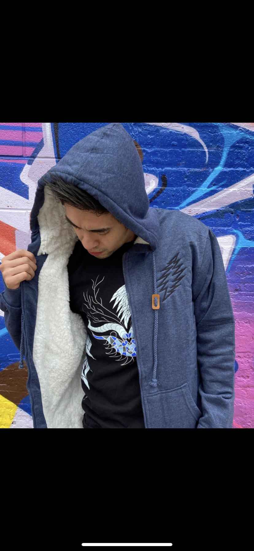 Embroidery Skeleton (Cats) Under the Stars Sherpa Lined Zip-Up Hoodie